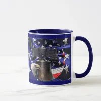 American Bald Eagle, Bell and Flag Mug