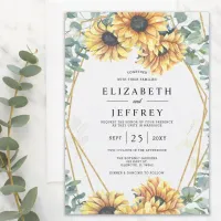 Budget Sunflower Eucalyptus Wedding Invitation