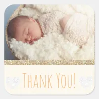 Neutral Thank You Sticker with your baby's photo