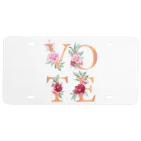 Peach Floral Elegant Feminine Go Vote License Plate