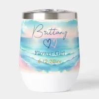 Cute Personalized Flower Girl Coastal Thermal Wine Tumbler