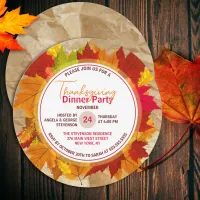 Fall Maple Leaves On Paper Texture Thanksgiving Invitation