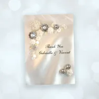 Faux Pearl and Diamond Buttons Wedding Thank You Note Card