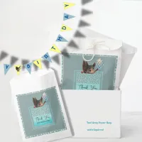 Teal Grey Favor Bag with Squirrel