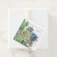 Succulents and Sparkle Wedding Blue ID515 Favor Tags