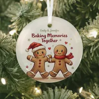 BFF Baking Memories Together Gingerbread Christmas Glass Ornament