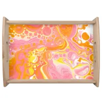 Pink and Orange Fluid Art Serving Tray