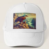 Eagle Perched on Rock With It's Babies Trucker Hat