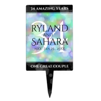 Elegant 34th Opal Wedding Anniversary Celebration Cake Topper