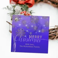 Glowing Blue Winter Wonderland Merry Christmas Favor Tags