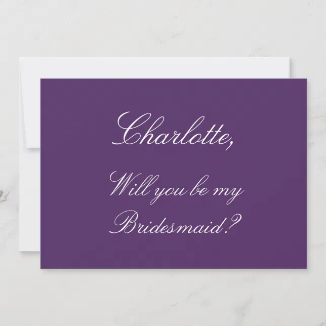 Stylish Dark Purple Bridesmaid Proposal Card