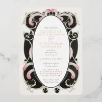 Glam Art Deco Gatsby Vintage Monogram Wedding Gold Foil Invitation