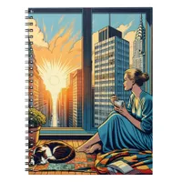 Morning Time in the City | Woman Reflecting Notebook