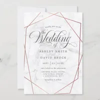 Marble Rose Gold Elegant Geometric Wedding Invitation