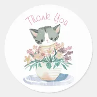 Cute Kitten | Daughters Birthday Thank You  Classic Round Sticker