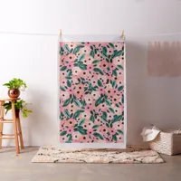 Watercolor Teal and Pink Floral Fabric