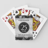 Elegant 25th Silver Wedding Anniversary Playing Cards