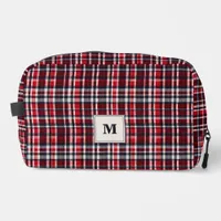 Tartan Check Patterned Stylish Monogrammed Dopp Kit