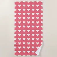 Love Pink Hearts Pattern Valentine Beach Towel