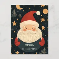 Cute Smiling Santa with a Heart Warming Message Holiday Postcard