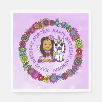 Whimsical Folk Art Fairy with Unicorn &  Butterfly Napkins