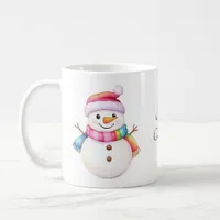 Merry Christmas Cute Snowmen Rainbow Colors Coffee Mug