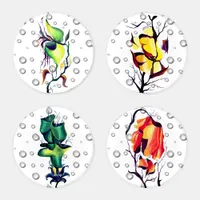 Whimsical Magnificent Fairyland Eclectic Plants Coaster Set