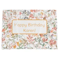 Floral Orange Green &Pink Custom Happy Birthday  Large Gift Bag