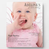 Fun Facts Baby's 1st Birthday Magazine Cover Style Plaque