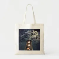 Halloween Witch in Moonlight  Tote Bag