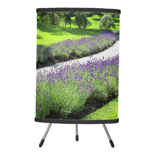 Stunning Lavender-Lined Garden Walk Tripod Lamp