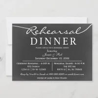 chalkboard Elegant Script Rehearsal Dinner Invites