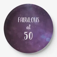 Fabulous at 50 Purple Birthday Party Paper Plates