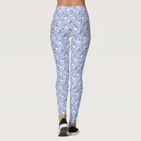 Snowmen Cute Pastel Blue Patterned  Leggings