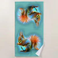 Squirrel in modern style - cute beach towel