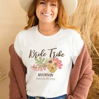 Bride Tribe Vintage Boho Flowers Bachelorette  T-Shirt