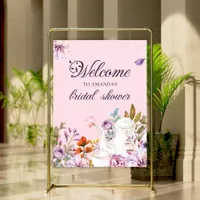 Floral Pink Tea Party Bridal Shower Welcome Sign