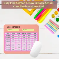 Pastel Yellow Cute Girly Class Schedule Mouse Pad