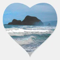 Hawaiian Coast Blue Sky Heart Sticker
