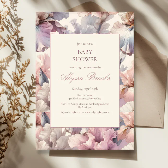 Elegant Floral Blush Modern Baby Shower Baby Girl Invitation