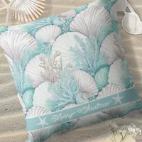 Coastal Seashell & Coral Pattern#3 ID1009 Throw Pillow