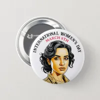 March 8th is International Women's Day Button