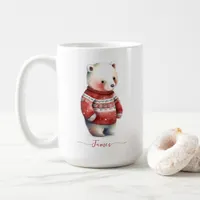 Cute White Bear Watercolor Personalized Christmas Coffee Mug