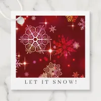 Prettiest Snowflakes Pattern Red ID846 Favor Tags