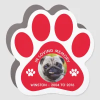 In Loving Memory Pet Paw Print Photo Red Car Magnet