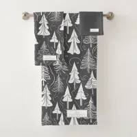 Black White Christmas Pattern#6 ID1009 Bath Towel Set