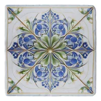 Classic Floral Tile Pat#13 Blue Green ID1078 Trivet