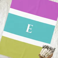 Modern Stylish Bright Color Block Stripe Monogram Tablecloth