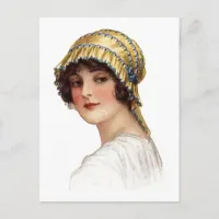 Vintage Lady Wearing Bonnet Postcard