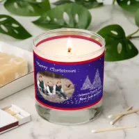 Merry Christmas Photo & Name Trees Snow Blue Scented Candle